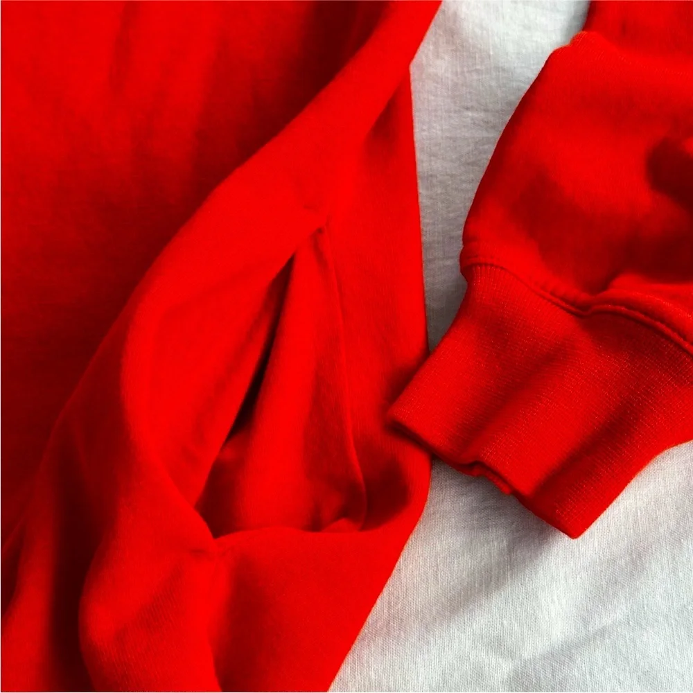 Nike Red Hoodie Dress Tunic Metallic Gold Swoosh Warm Fleece Lined